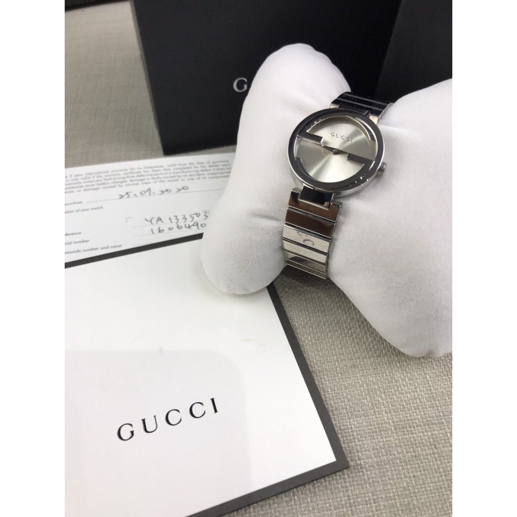 Gucci G Interlocking Silver Dial Silver Steel Strap Watch For Women - YA133503 Buy Now By Gucci