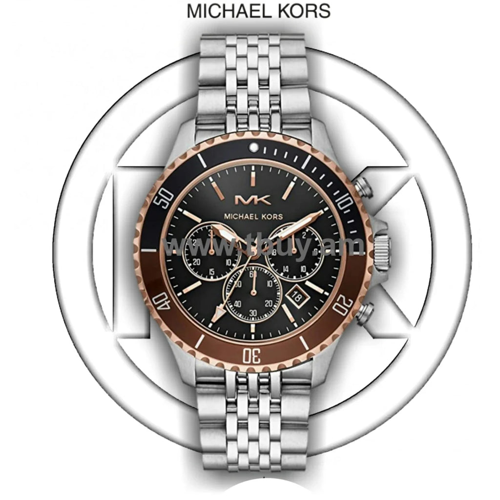 Michael Kors Bayville Chronograph Black Dial Silver Steel Strap Watch For Men - MK8725 Buy Now By Michael Kors