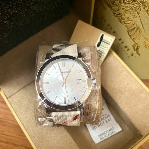 Burberry The City Nova Silver Dial White Leather Strap Watch for Women - BU9022 Buy Now By Burberry