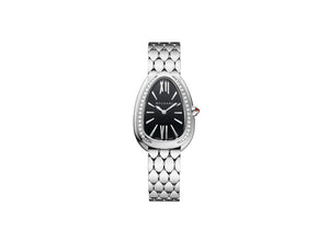 Bvlgari Serpenti Seduttori Diamonds Black Dial Silver Steel Strap Watch for Women - SERPENTI103449 Buy Now By Bvlgari