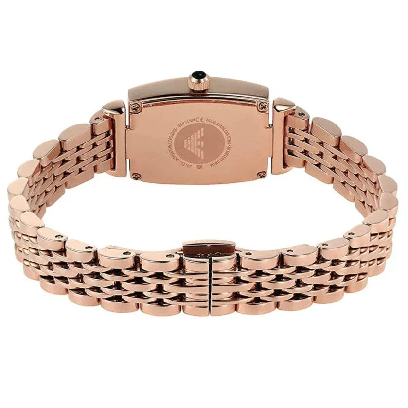 Emporio Armani Gianni T-Bar Analog Crystal Brown Dial Rose Gold Steel Strap Watch For Women - AR11407 Buy Now By Emporio Armani