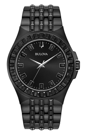 Bulova Crystal Collection Phantom Black Dial Black Steel Strap Watch for Men - 98A240 Buy Now By Bulova