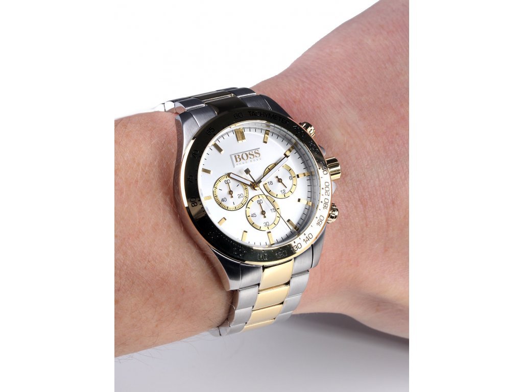 Hugo Boss Ikon Chronograph Silver Dial Two Tone Steel Strap Watch for Men - 1512960 Buy Now By Hugo Boss