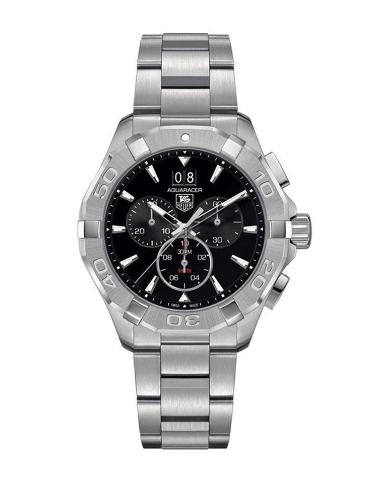 Tag Heuer Aquaracer Chronograph Black Dial Silver Steel Strap Watch for Men - CAY1110.BA0927 Buy Now By Tag Heuer