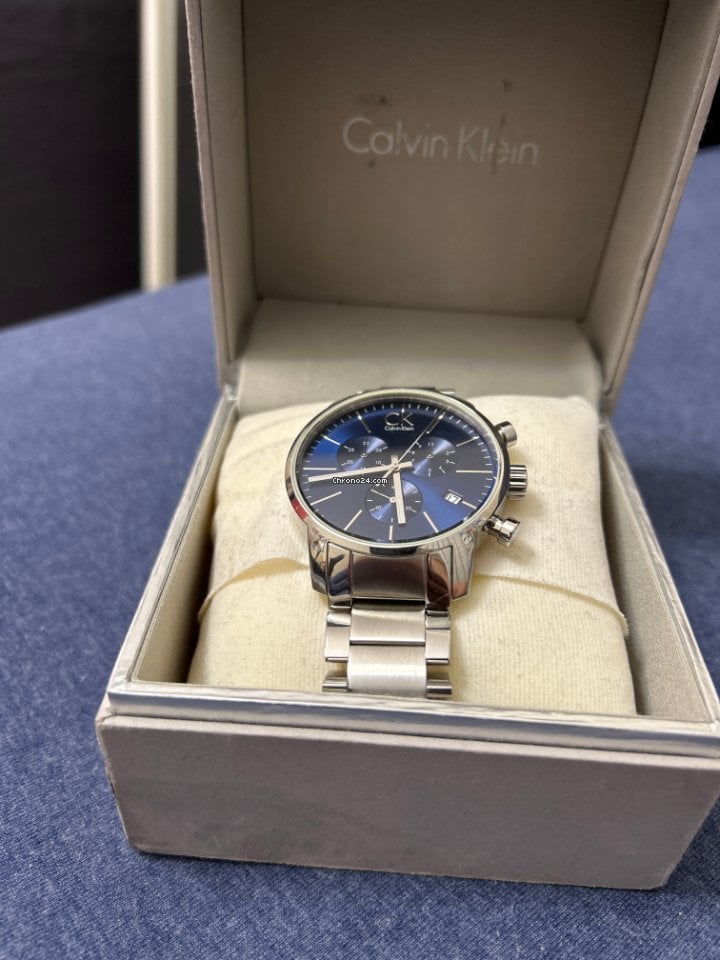 Calvin Klein City Chronograph Blue Dial Silver Steel Strap Watch for Men - K2G2714N Buy Now By Calvin Klein