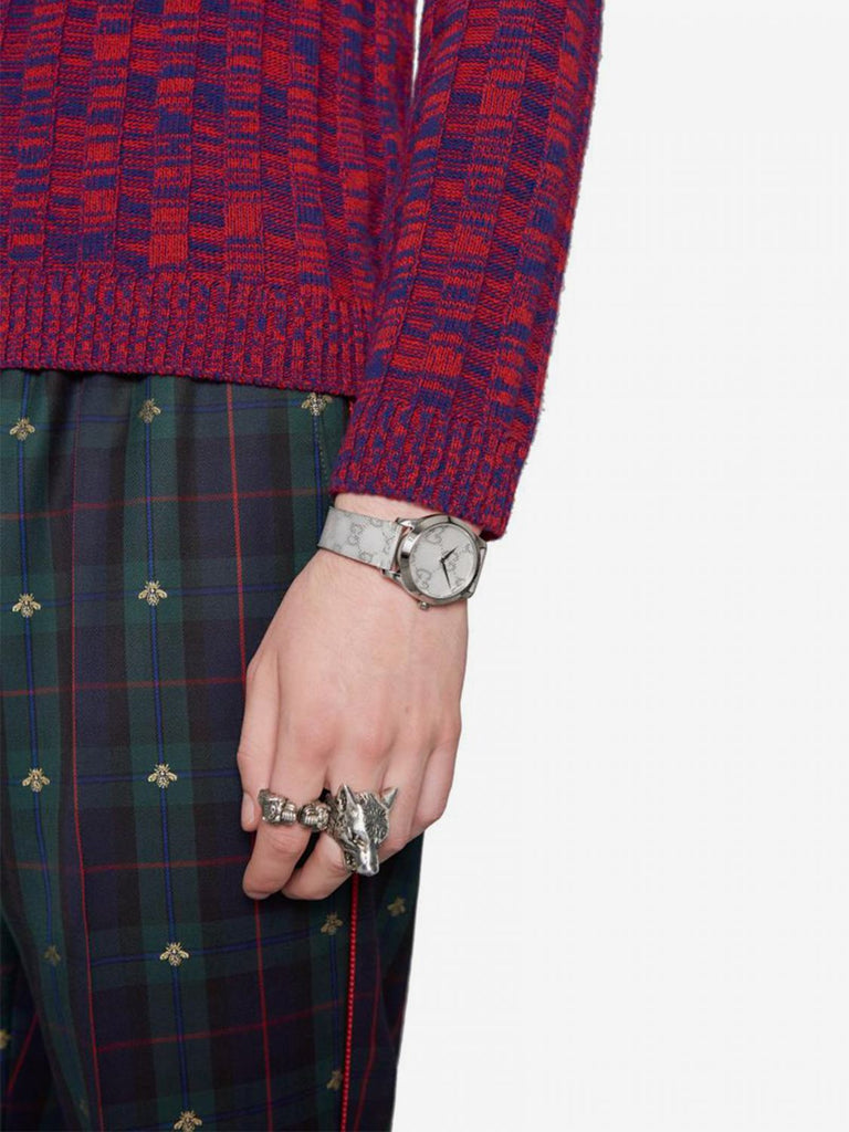 Gucci G Timeless Quartz Grey Dial Grey Leather Strap Watch For Men - YA1264058 Buy Now By Gucci