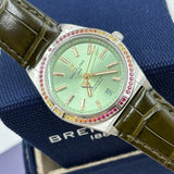 Breitling Chronomat Automatic 36 South Sea Green Dial Green Leather Strap Watch for Women - A10380611L1P1 Buy Now By Breitling
