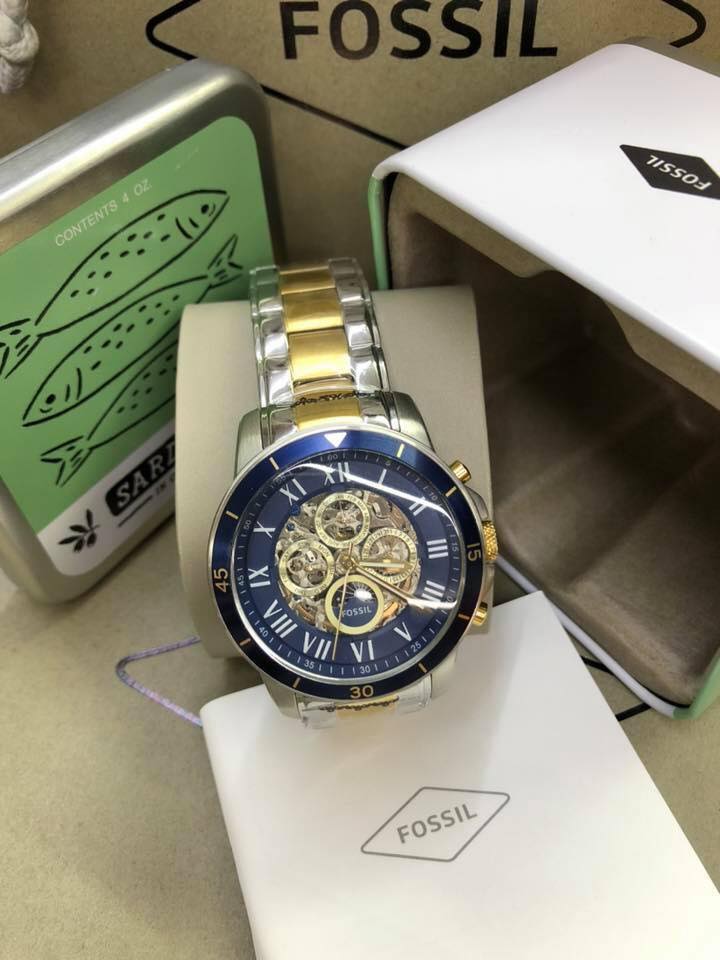 Fossil Grant Sport Automatic Skeleton Blue Dial Two Tone Steel Strap Watch for Men - ME3141 Buy Now By Fossil