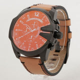 Diesel Mega Chief Chronograph Black Dial Brown Leather Strap Watch For Men - DZ4476 Buy Now By Diesel