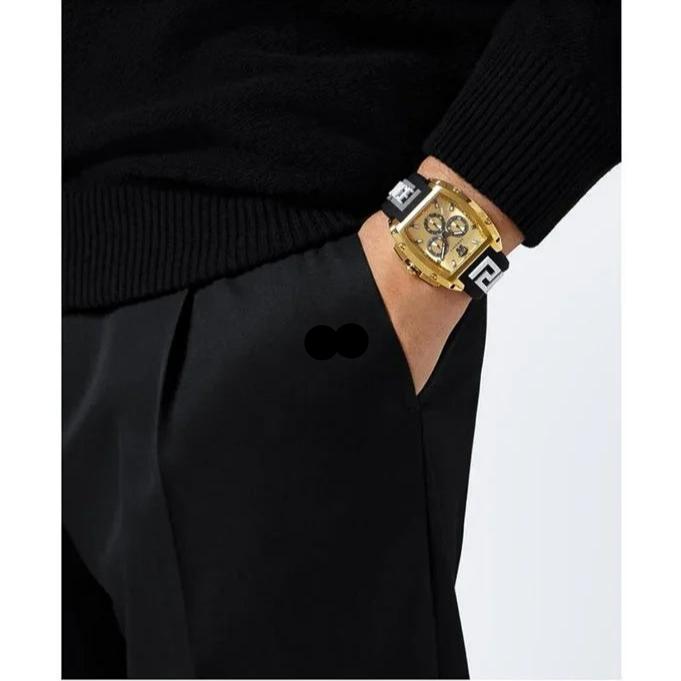 Versace Dominus Chronograph Gold Dial Black Silicone Strap Watch For Men - VE6H00223 Buy Now By Versace