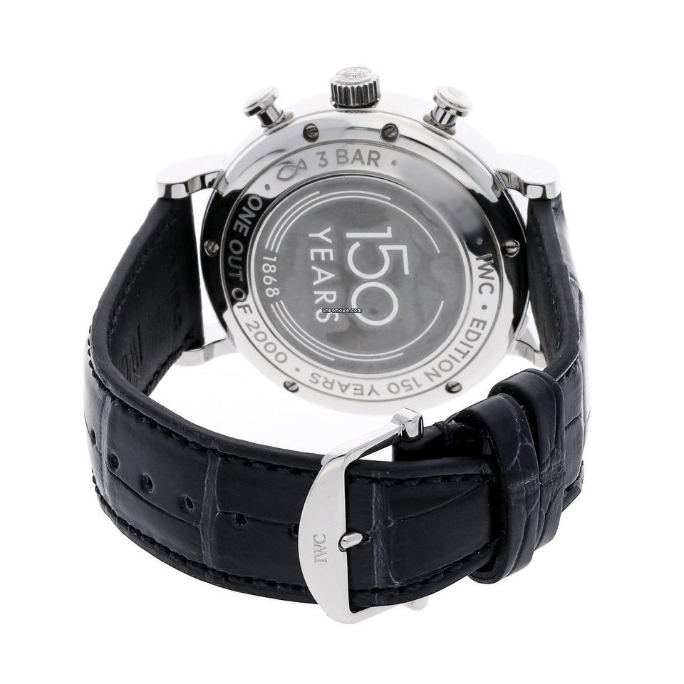 IWC Portofino Chronograph Blue Dial Black Leather Strap Watch for Men - IW391023 Buy Now By IWC