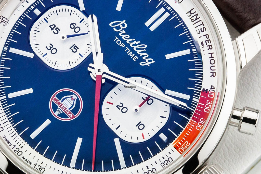 Breitling Top Time B01 Shelby Cobra Blue Dial Brown Leather Strap Watch for Men - AB01763A1C1X1 Buy Now By Breitling