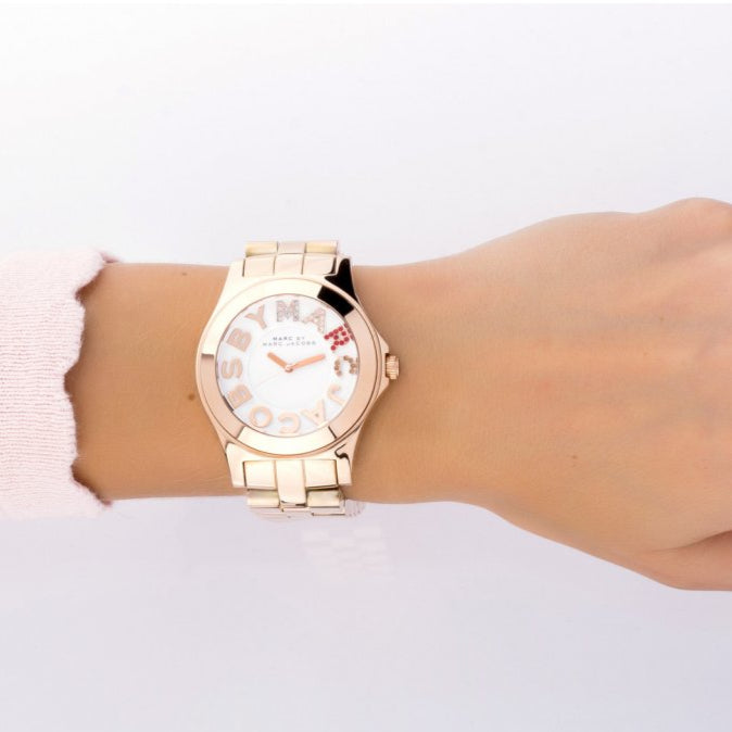 Marc Jacobs Rivera White Dial Rose Gold Steel Strap Watch for Women - MBM3138 Buy Now By Marc Jacobs