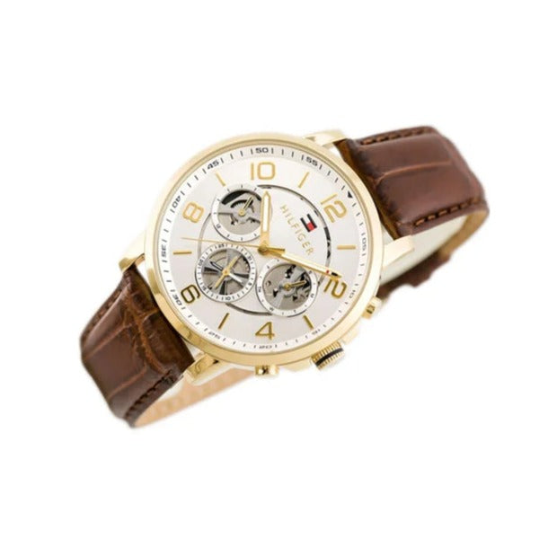Tommy Hilfiger Keagan Quartz Silver Dial Brown Leather Strap Watch for Men - 1791291 Buy Now By Tommy Hilfiger