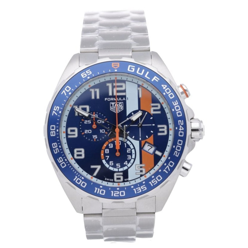 Tag Heuer Formula 1 Gulf Edition Chronograph Blue Dial Silver Steel Strap Watch for Men - CAZ101AT.BA0842 Buy Now By Tag Heuer