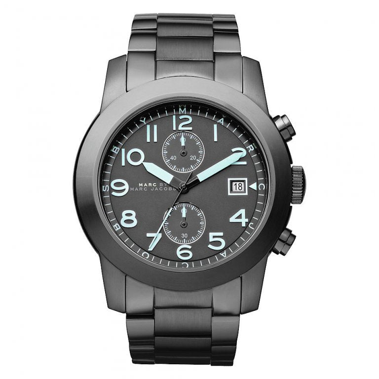 Marc Jacobs Larry Chronograph Black Dial Gunmetal Grey Steel Strap Watch for Men - MBM5031 Buy Now By Marc Jacobs