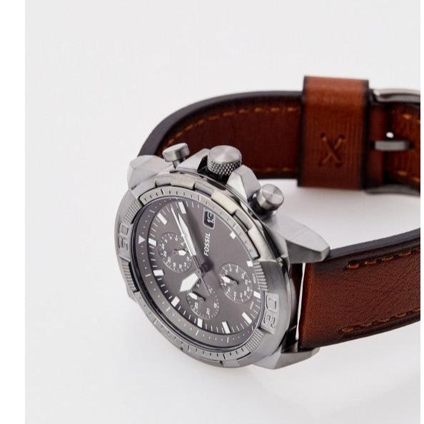 Fossil Bronson Chronograph Grey Dial Brown Leather Strap Watch for Men - FS5855 Buy Now By Fossil