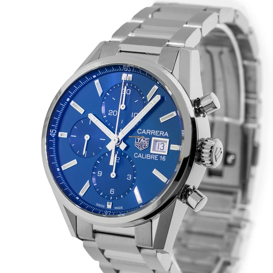 Tag Heuer Carrera Chronograph 41mm Blue Dial Silver Steel Strap Watch for Men - CBK2112.BA0715 Buy Now By Tag Heuer
