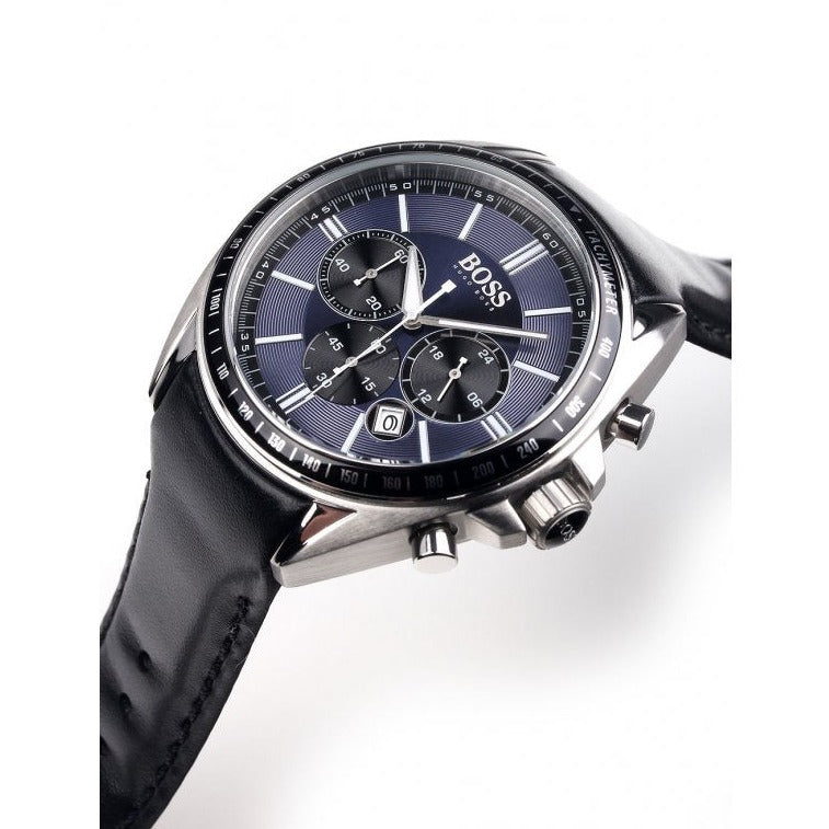 Hugo Boss Driver Sport Chronograph Blue Dial Black Leather Strap Watch for Men - 1513077 Buy Now By Hugo Boss
