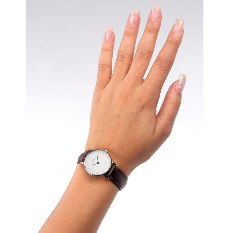 Daniel Wellington Classy Bristol White Dial Brown Leather Strap Watch For Women - DW00100070 Buy Now By Daniel Wellington