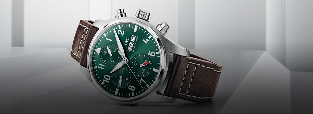 IWC Pilot's Watch Chronograph Edition Racing Green 43mm Green Dial Brown Leather Strap Watch for Men - IW377726 Buy Now By IWC