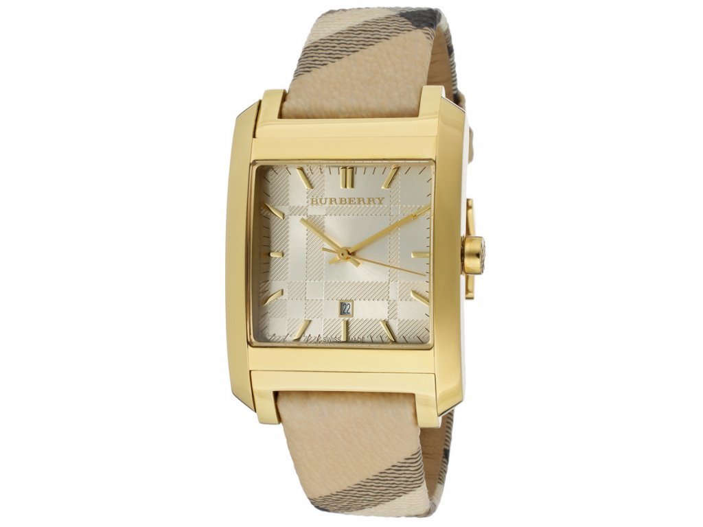 Burberry Nova Gold Tone Square Dial Leather Strap Watch for Women - BU1582 Buy Now By Burberry