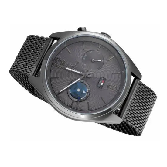 Tommy Hilfiger Deacon Multifunction Black Dial Black Mesh Bracelet Watch for Men - 1791546 Buy Now By Tommy Hilfiger