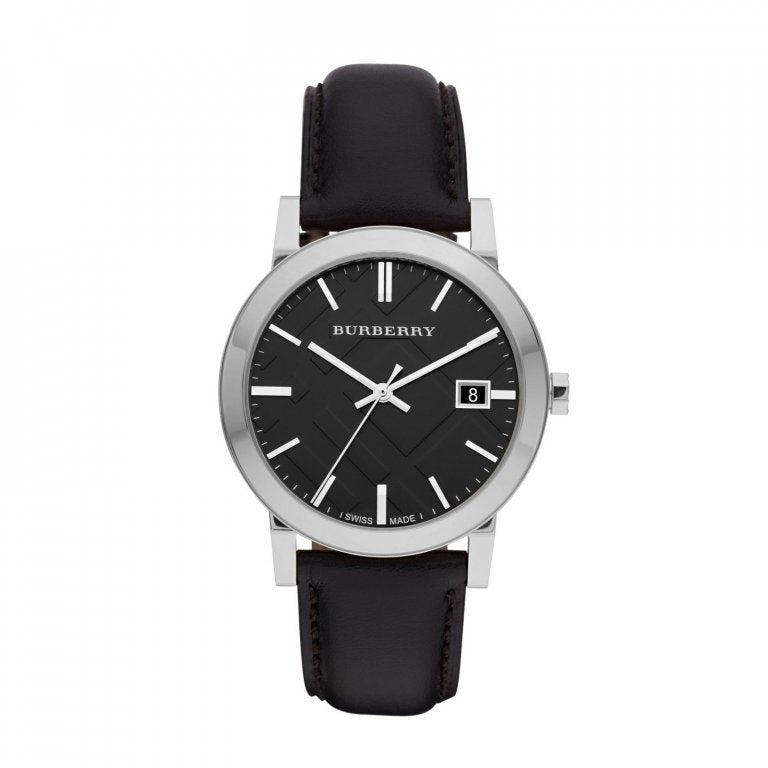 Burberry The City Black Dial Black Leather Strap Watch for Men - BU9009 Buy Now By Burberry