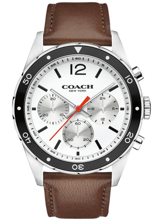 Coach Sullivan Chronograph White Dial Brown Leather Strap Watch for Men - 14602057 Buy Now By Coach