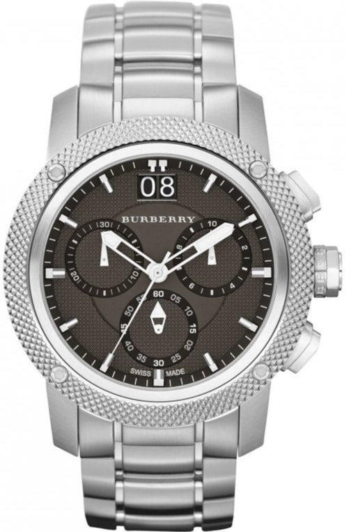 Burberry Utilitarian Chronograph Black Dial Silver Steel Strap Watch For Men - BU9800 Buy Now By Burberry