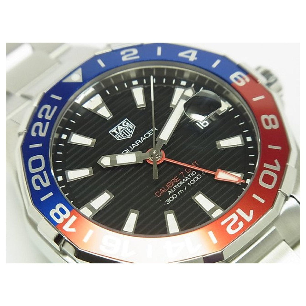 Tag Heuer Aquaracer GMT Caliber 7 Pepsi Black Dial Silver Steel Strap Watch for Men - WAY201F.BA0927 Buy Now By Tag Heuer