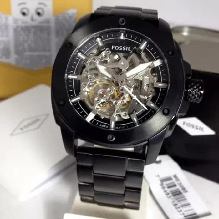 Fossil Modern Machine Automatic Silver Dial Black Steel Strap Watch for Men - ME3080 Buy Now By Fossil