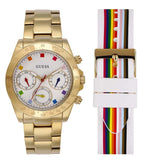 Guess Exclusive Multi Color White Dial Gold Steel Strap Watch for Women - GW0457L1 Buy Now By Guess