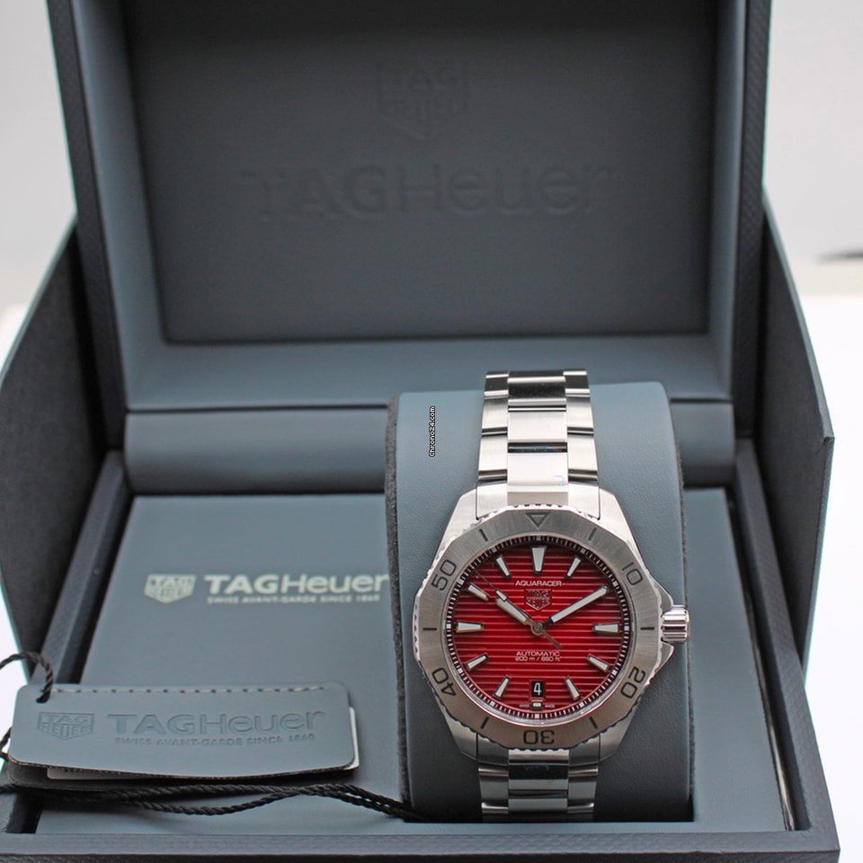 Tag Heuer Aquaracer Professional 200 Automatic Red Dial Silver Steel Strap Watch for Men - WBP2114.BA0627 Buy Now By Tag Heuer