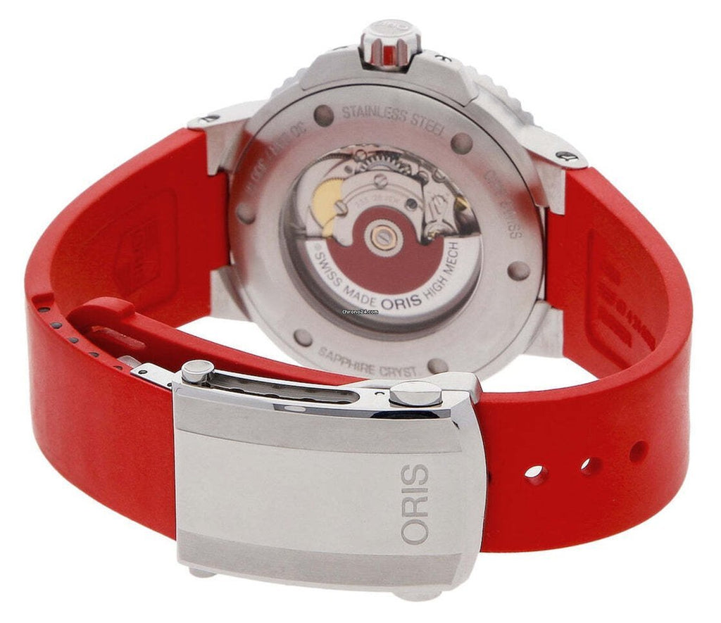 Oris Aquis Date Relief Grey Dial Red Rubber Strap Watch for Men - 0173377304153-0742466EB Buy Now By Oris