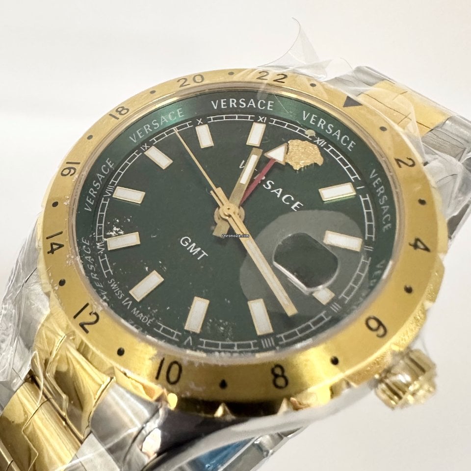 Versace Hellenyium GMT Green Dial Two Tone Steel Strap Watch for Men - V11050015 Buy Now By Versace