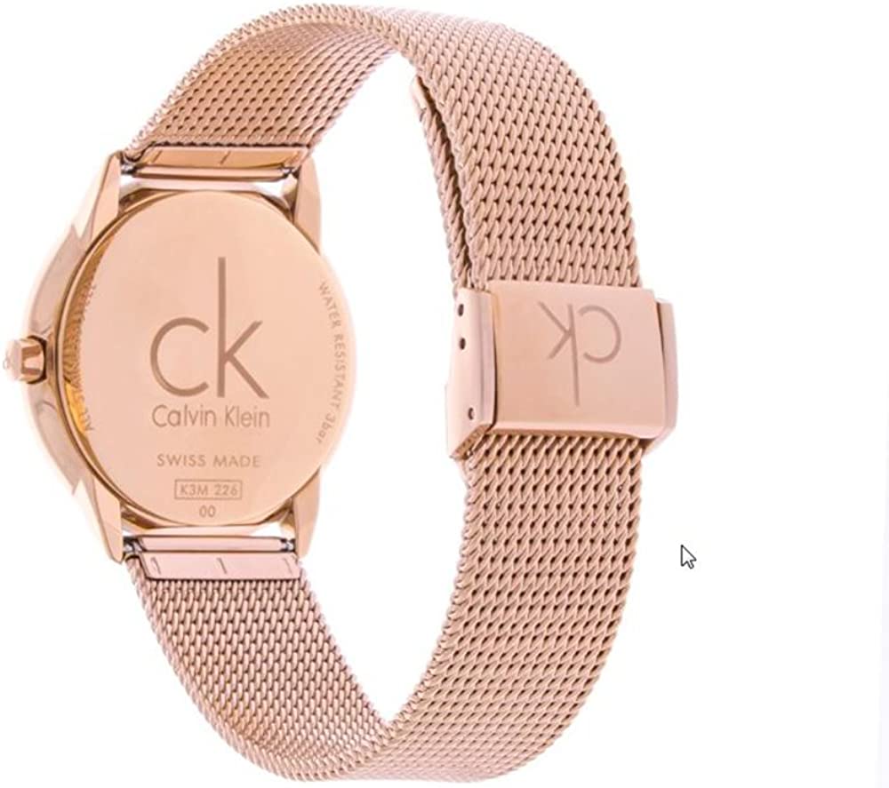 Calvin Klein Minimal Black Dial Rose Gold Mesh Bracelet Watch for Women - K3M2262Y Buy Now By Calvin Klein