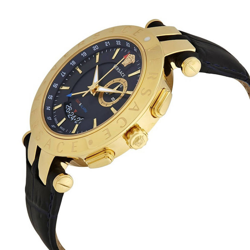 Versace Race GMT Blue Dial Blue Leather Strap Watch For Men - 29G70D282 Buy Now By Versace