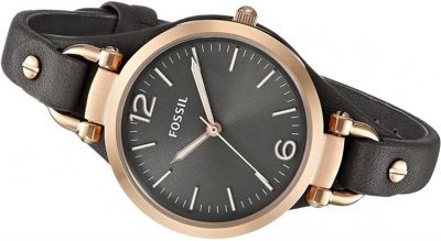 Fossil Georgia Smoke Grey Dial Grey Leather Strap Watch for Women - ES3077 Buy Now By Fossil