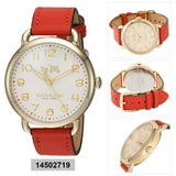 Coach Delancey Ivory Dial Orange Leather Strap Watch for Women - 14502719 Buy Now By Coach