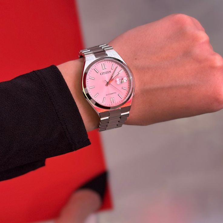 Citizen x Pantone Automatic Dreamy Pink Dial Silver Steel Strap Watch For Men - NJ0158-89X