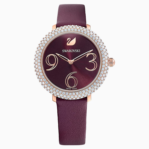 Swarovski Crystal Frost Red Dial Red Leather Strap Watch for Women - 5484064 Buy Now By Swarovski