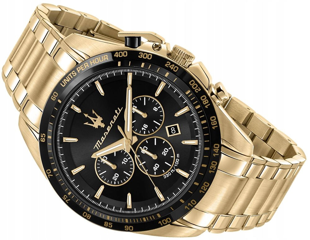 Maserati Traguardo Chronograph Black Dial Gold Steel Strap Watch For Men - R8873612041 Buy Now By Maserati