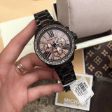 Michael Kors Wren Chronograph Gold Diamonds Dial Black Steel Strap Watch for Women - MK5879 Buy Now By Michael Kors