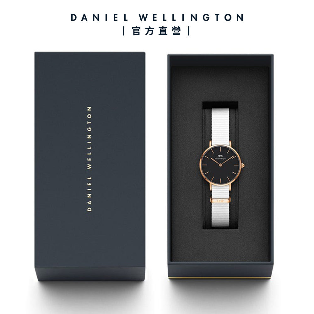 Daniel Wellington Classic Petite Dover Black Dial White NATO Strap Watch For Women - DW00100314 Buy Now By Daniel Wellington