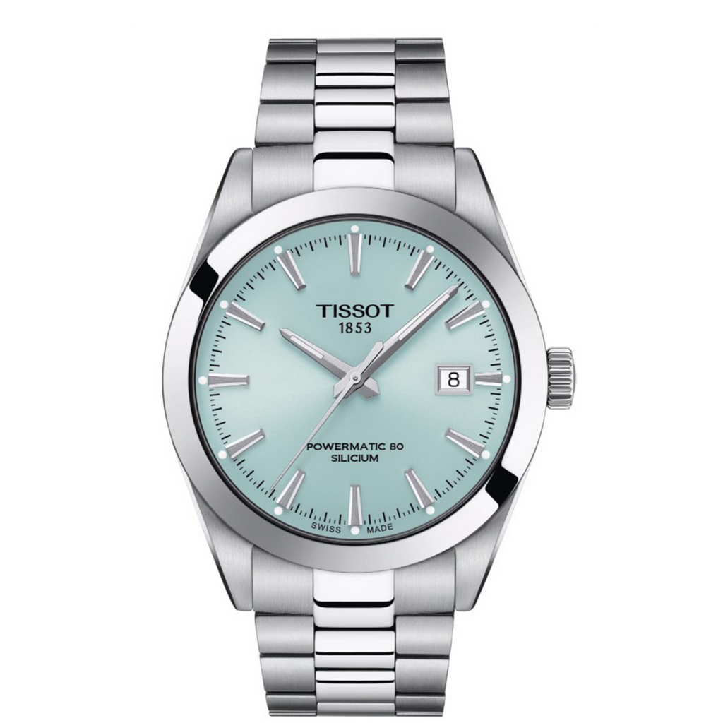 Tissot Gentleman Powermatic 80 Silicium Ice Blue Silver Steel Strap Watch For Men - T127.407.11.351.00 Buy Now By Tissot