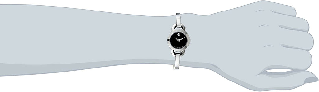 Movado Rondiro 22mm Black Dial Silver Steel Strap Watch For Women - 0606796 Buy Now By Movado