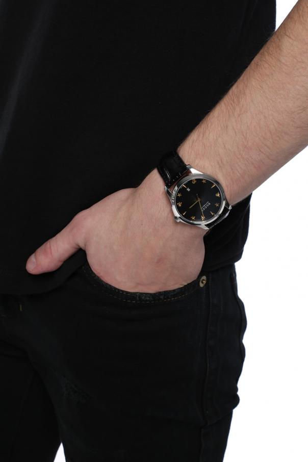 Gucci G Timeless Automatic Black Dial Black Leather Strap Watch For Women - YA126469 Buy Now By Gucci