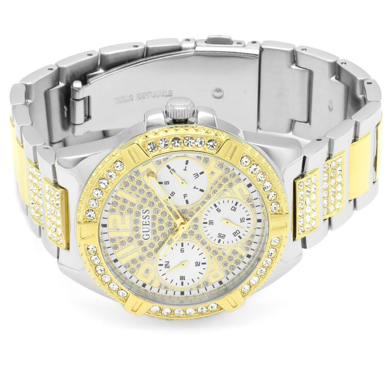 Guess Frontier Chronograph Crystals Gold Dial Two Tone Steel Strap Watch For Women - W1156L5 Buy Now By Guess