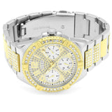 Guess Frontier Chronograph Crystals Gold Dial Two Tone Steel Strap Watch For Women - W1156L5 Buy Now By Guess